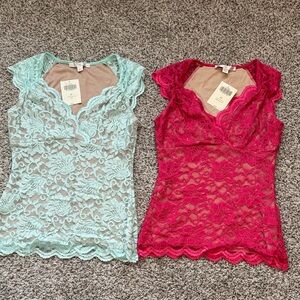 Boston Proper Mint Lace Cap Sleeve Top